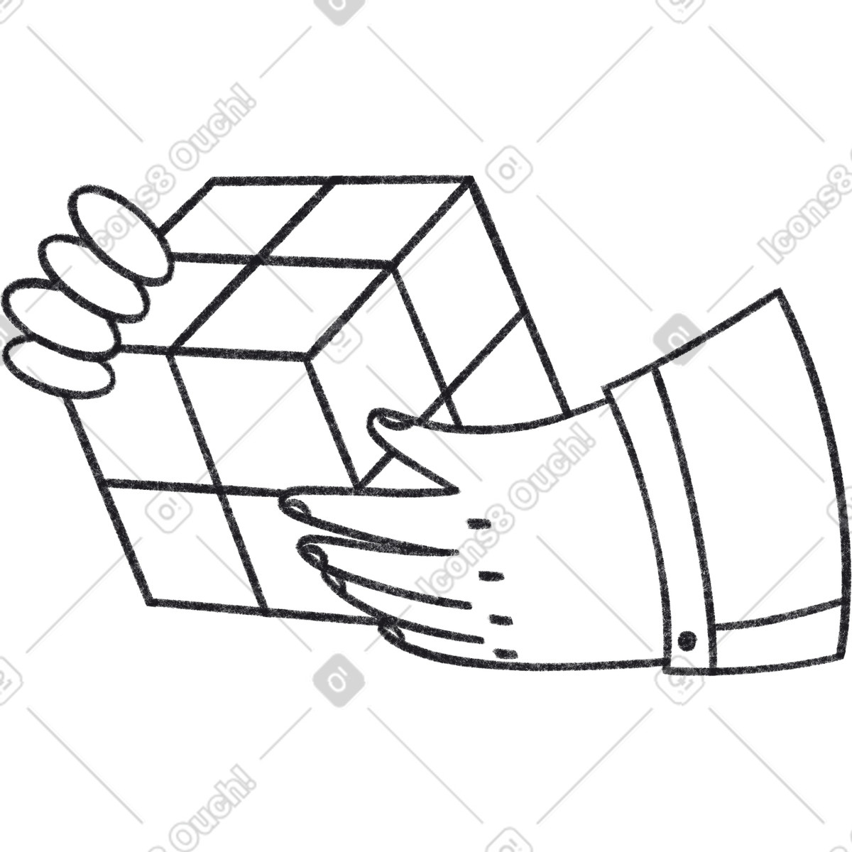 Ilustração de Hands holding a rubik's cube em no estilo Bonbon Line para baixar em PNG, SVG