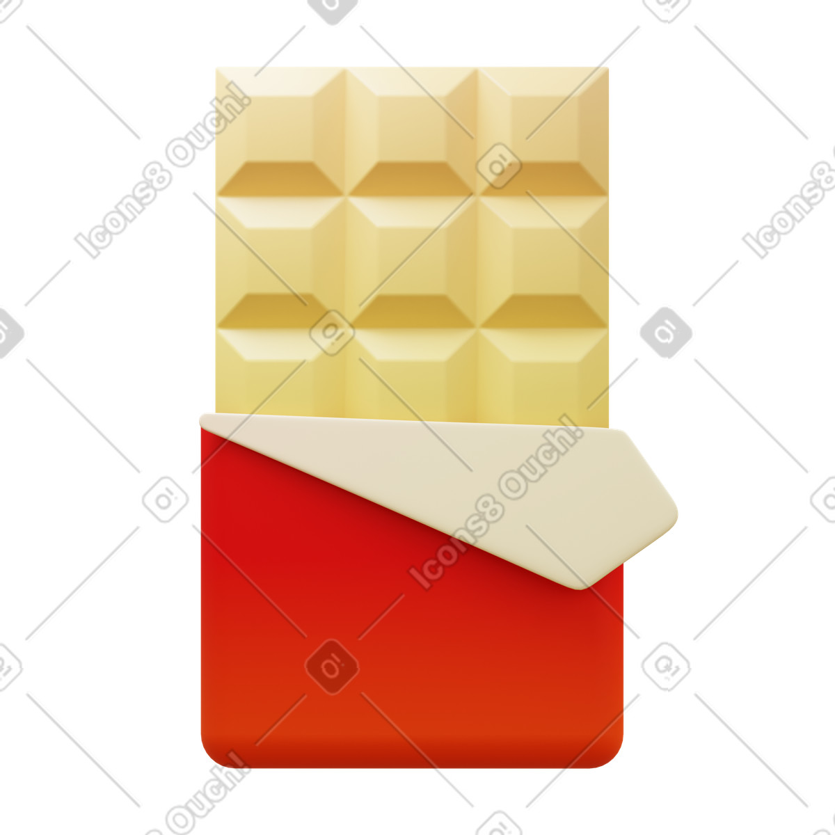 Ilustración Barra de chocolate blanco en estilo 3D Fluency a descargar en PNG y SVG
