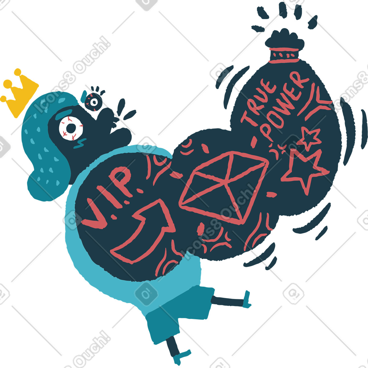 Ilustración Hombre coronado flexionando sus músculos en estilo Flamenco a descargar en PNG y SVG