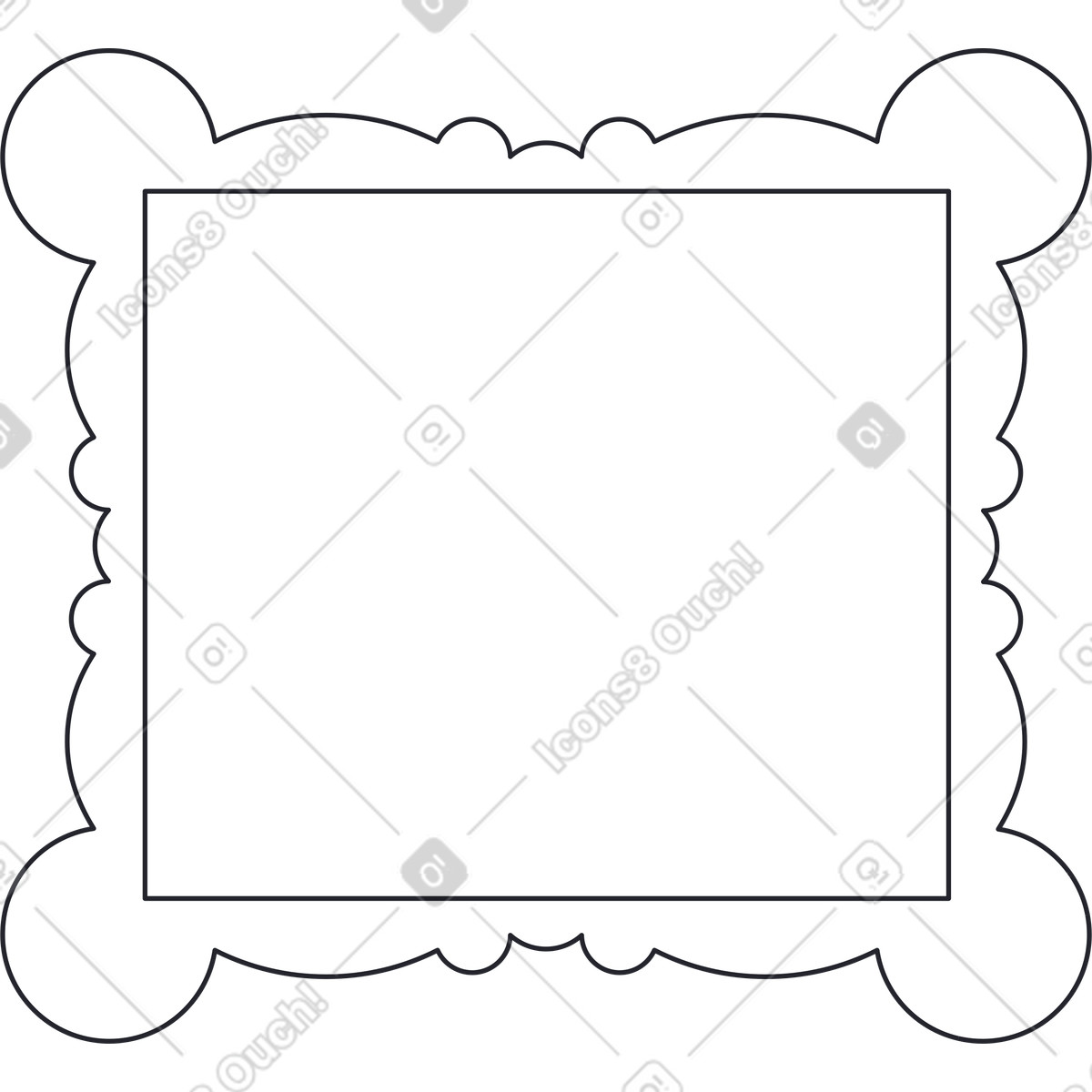 Lined painting in fancy picture frame illustration Grapy style download PNG, SVG