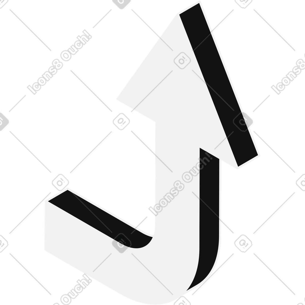 Curved white arrow up illustration in Inverse style download in PNG, SVG
