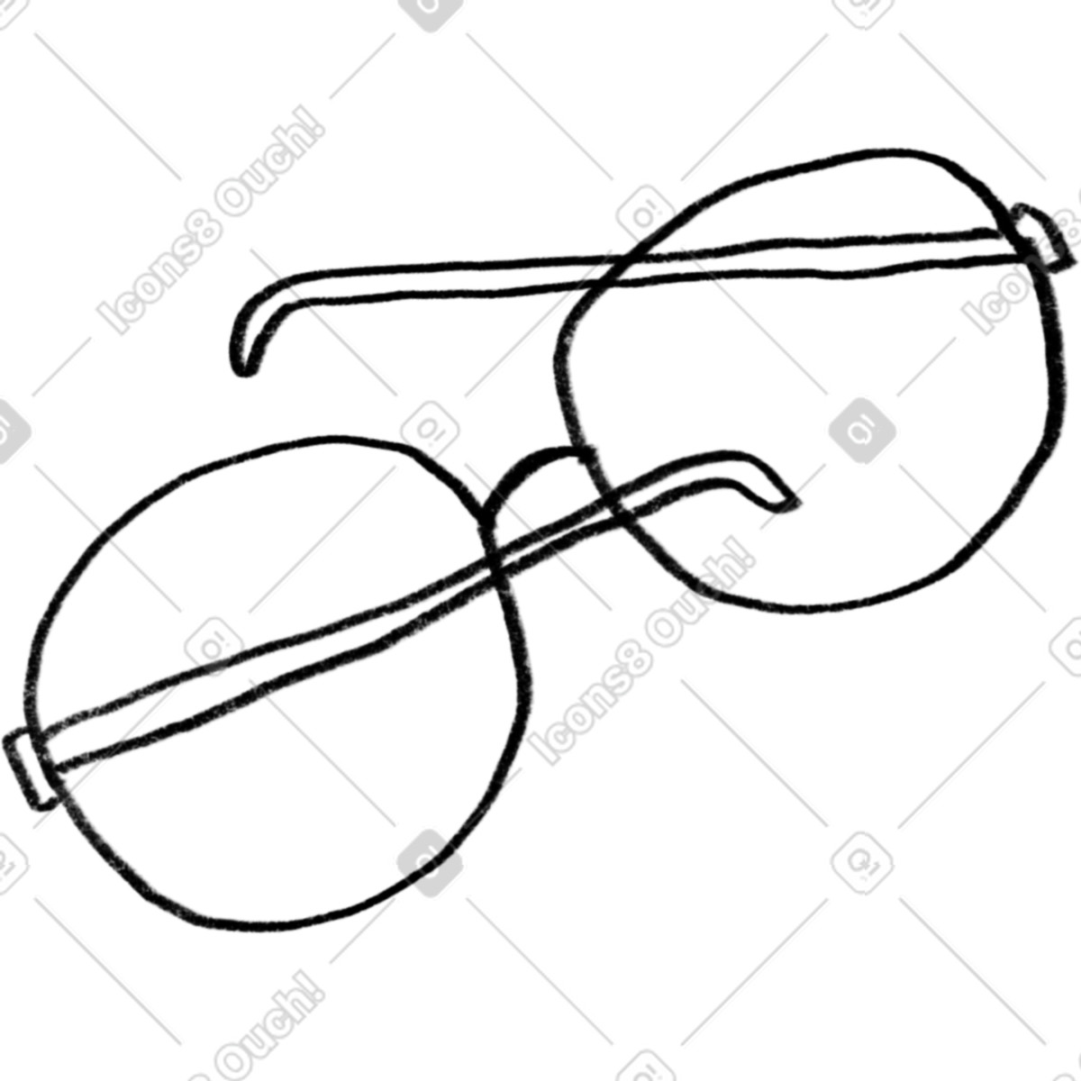 Minimal black line glasses illustration in Experimental style download in PNG, SVG