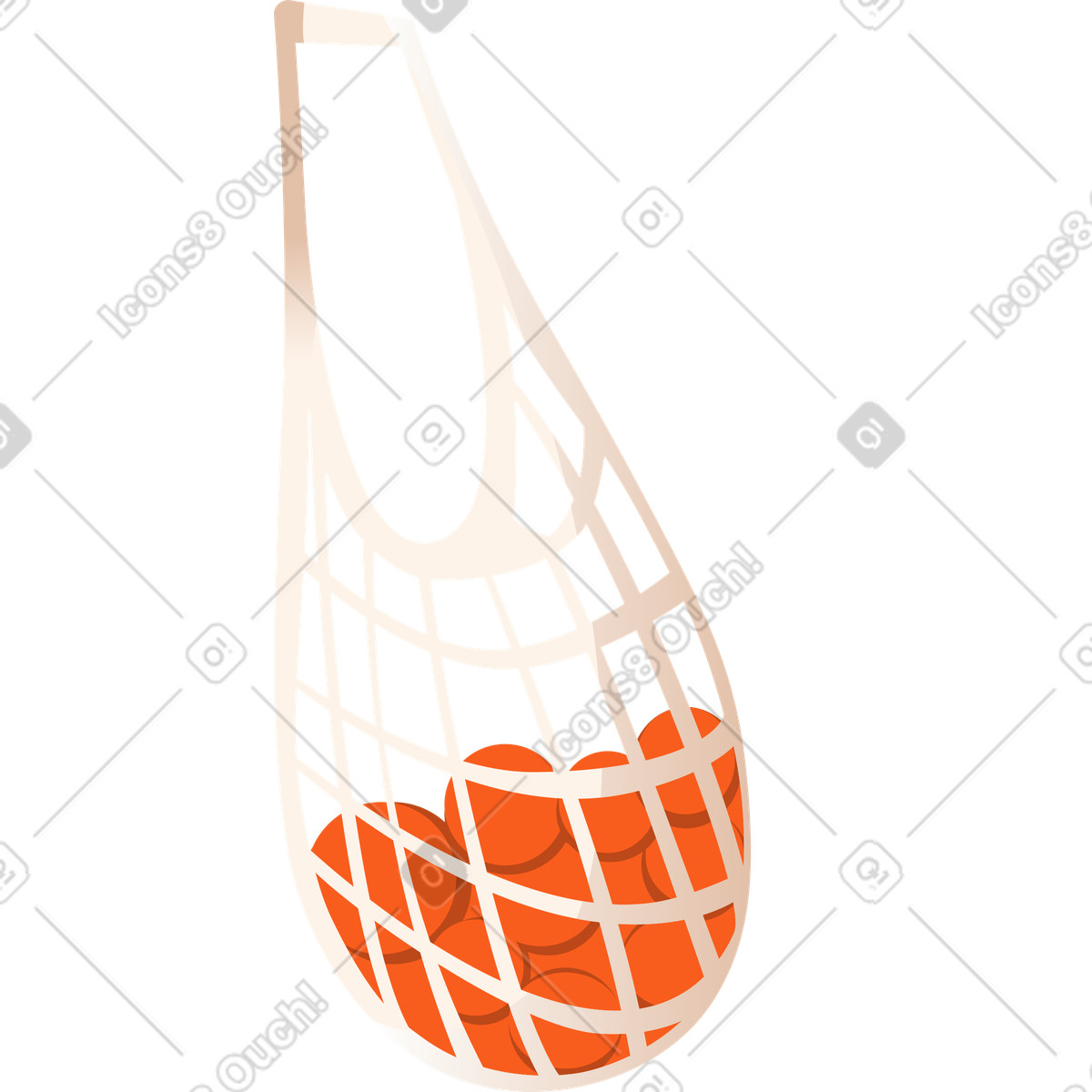 Mesh string bag with tangerines illustration in Lagom style download in PNG, SVG