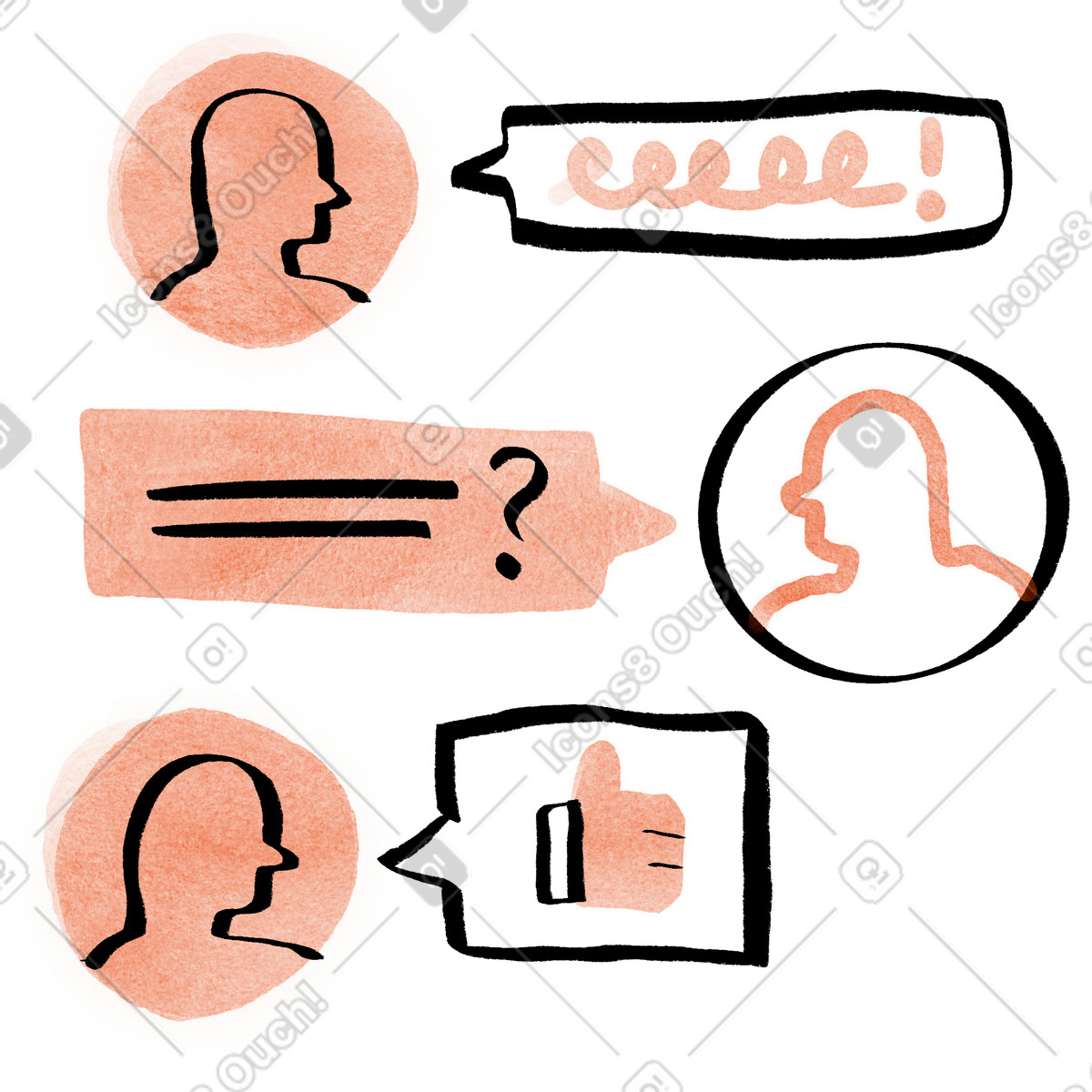 People chatting in messenger app, Team collaboration and remote work, Workplace decision feedback animated illustration Hand-drawn animation style download GIF, Lottie (JSON), AE