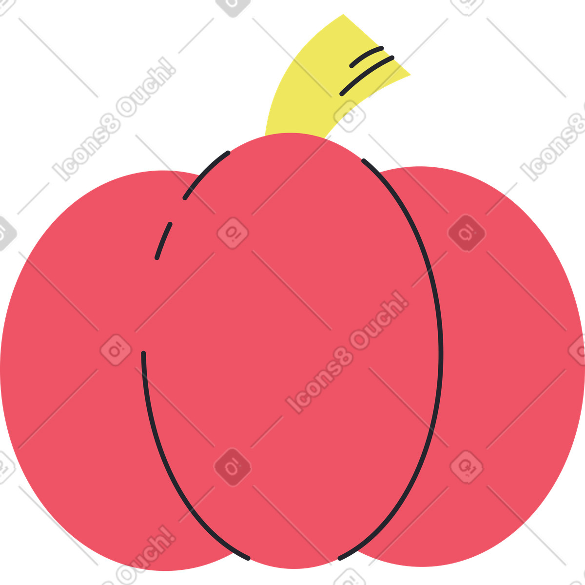 Ilustración Calabaza roja en estilo Boba a descargar en PNG y SVG