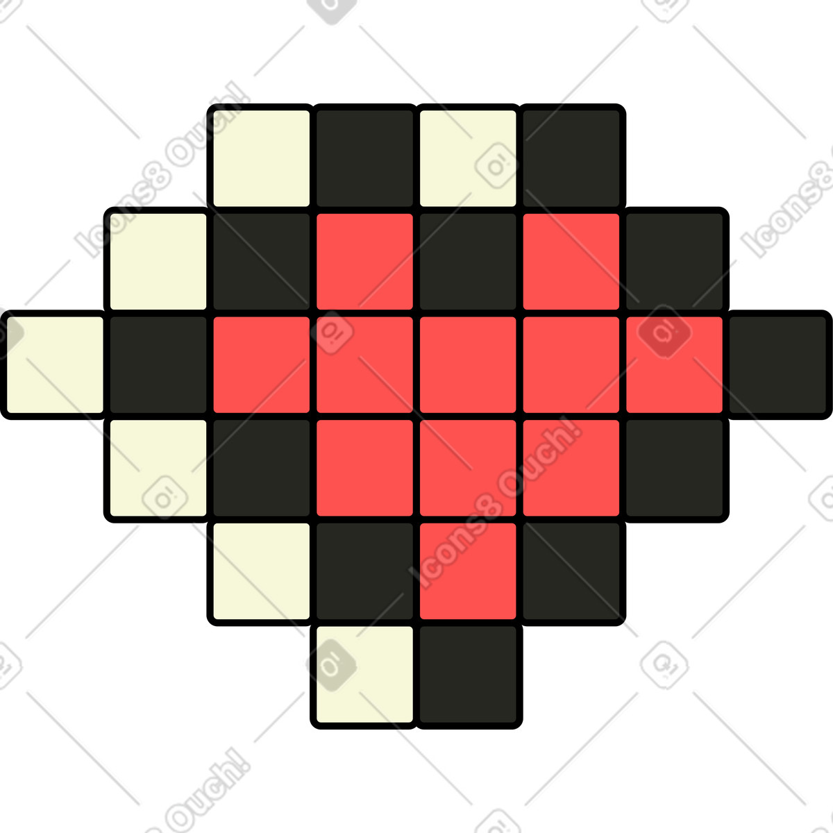 Ilustração de Coração vermelho em no estilo Retro para baixar em PNG, SVG