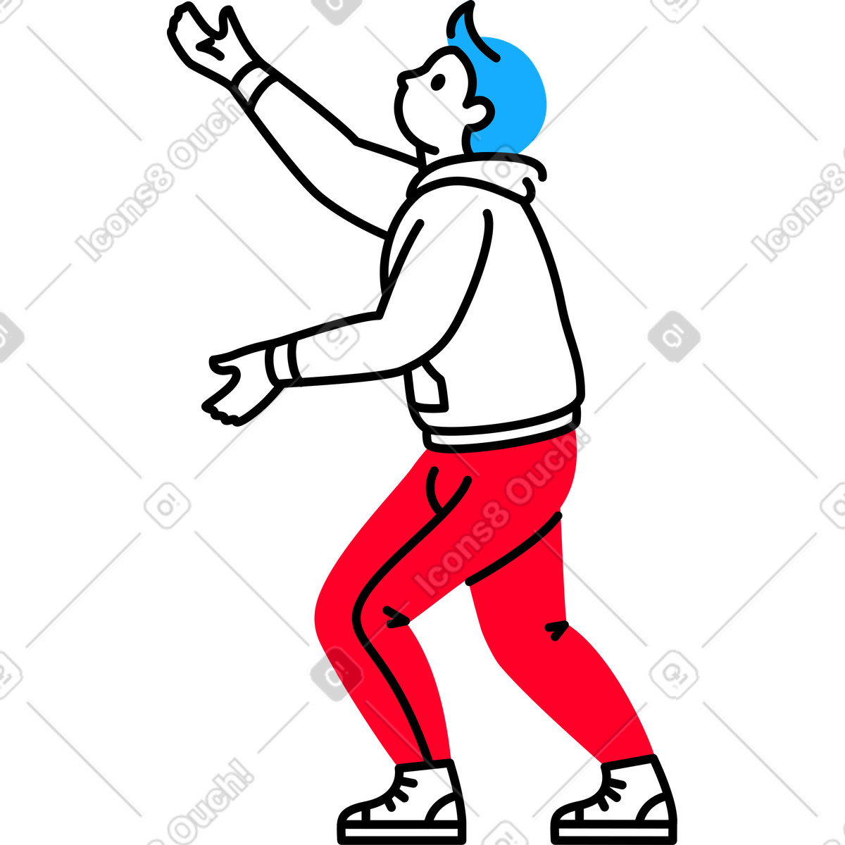 下载 Transistor 风格的 举起手臂的男人 插画，支持 PNG、SVG 格式