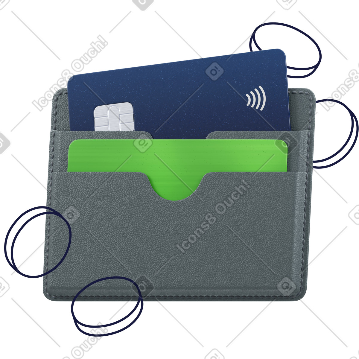 3D Surfaced 스타일의 Cardholder with bank cards, digital payment and personal finance 애니메이션 일러스트레이션 GIF, Lottie(JSON), AE로 다운로드