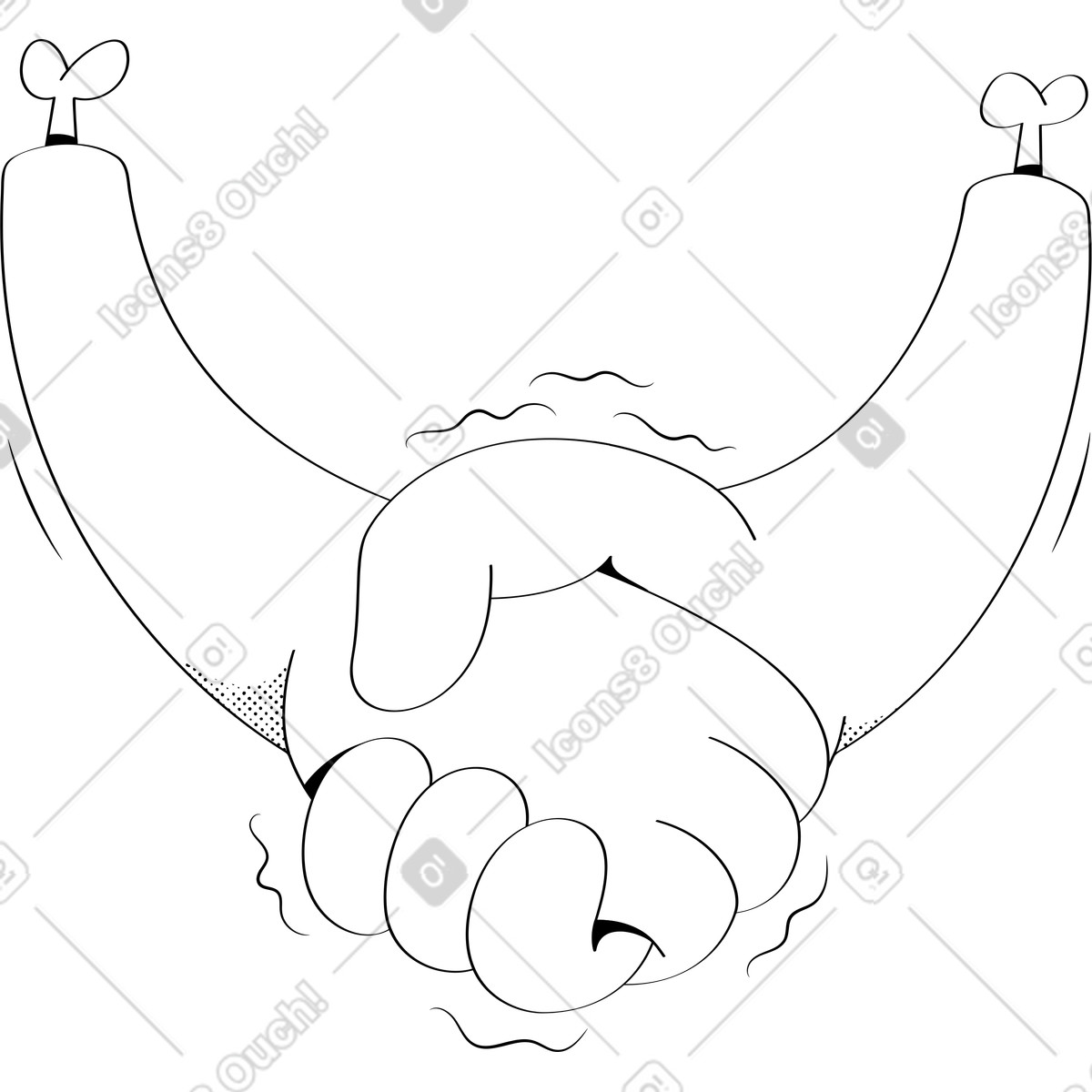 Stretta di mano due mani illustrazione in stile Looney scarica in PNG, SVG
