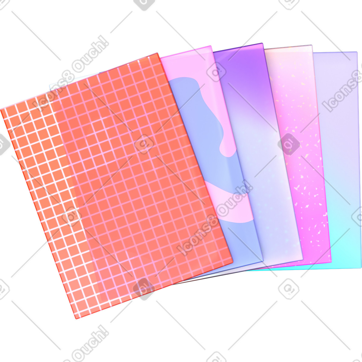 Ilustração de Cartões plástico com padrões diferentes em no estilo 3D Glassy para baixar em PNG, SVG