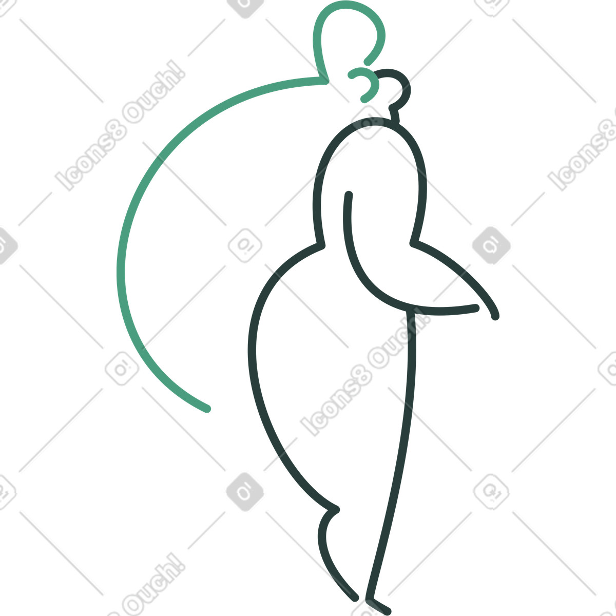 Braut-Illustration im Macaroni-Stil als Download in PNG, SVG