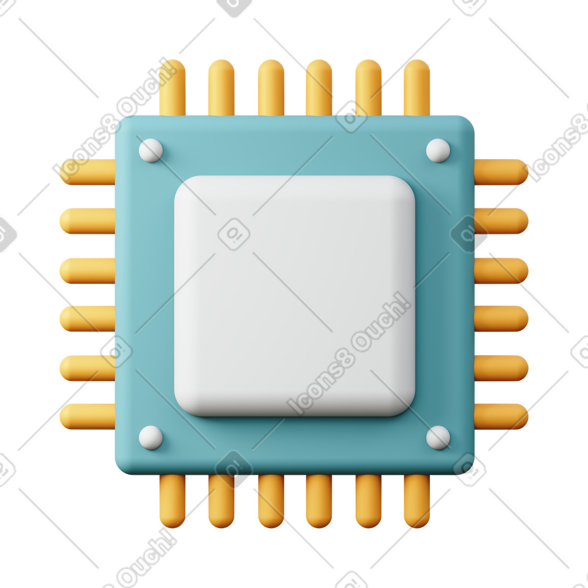Central processing unit illustration in 3D Sugary style download in PNG, SVG