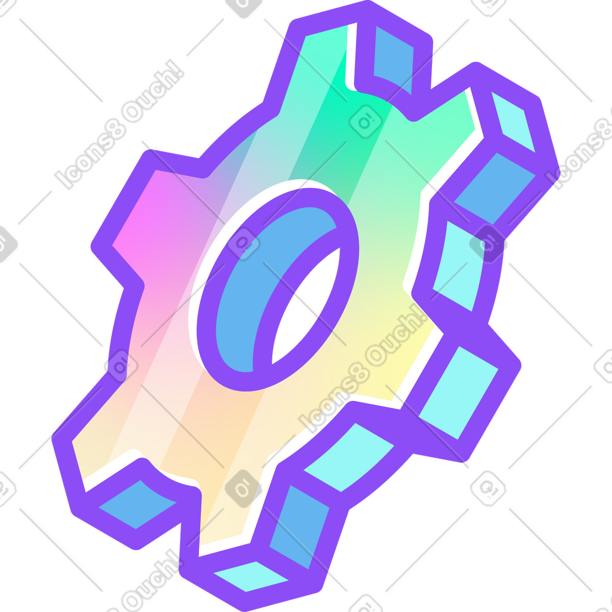下载 Holographic 风格的 齿轮 插画，支持 PNG、SVG 格式