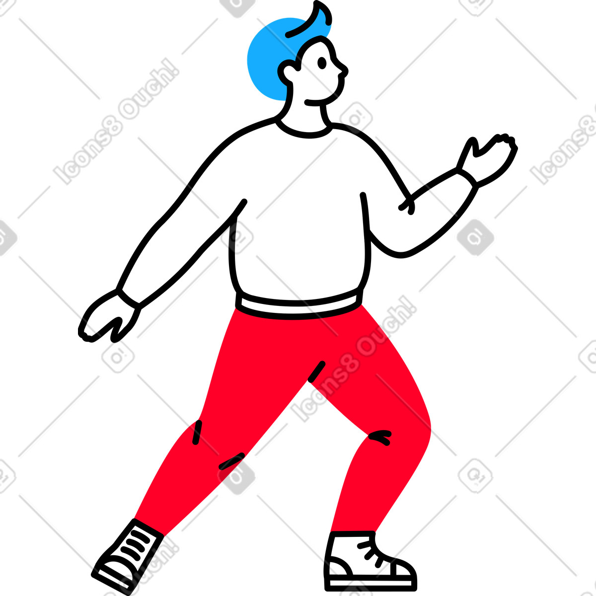 Uomo accovacciato su una gamba illustrazione in stile Transistor scarica in PNG, SVG