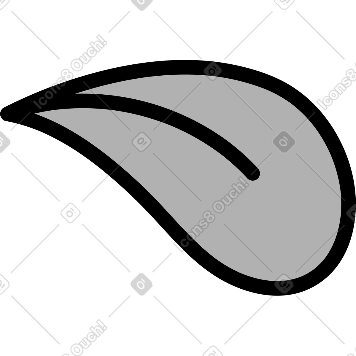 Illustration Grey leaf with black thick outline dans le style Purr à télécharger aux formats PNG, SVG