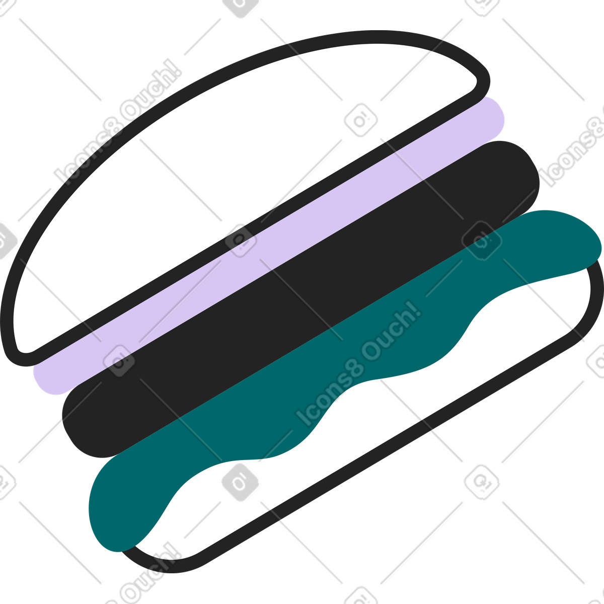 Illustration Burger dans le style Sammy Line à télécharger aux formats PNG, SVG