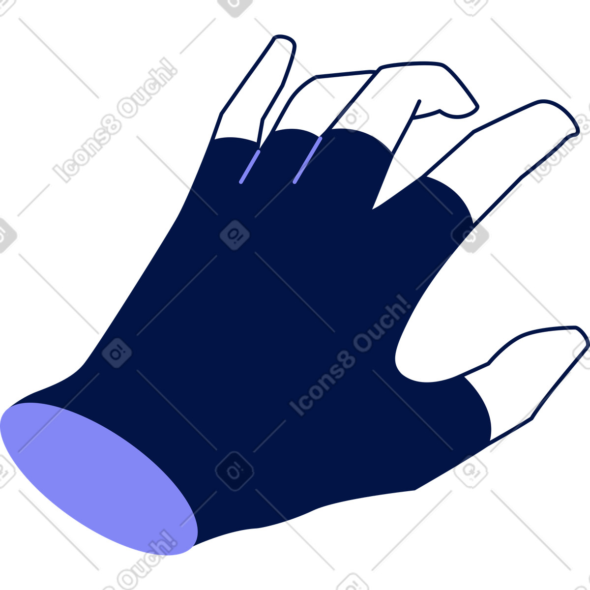 Hand in fingerless glove illustration Glow style download PNG, SVG