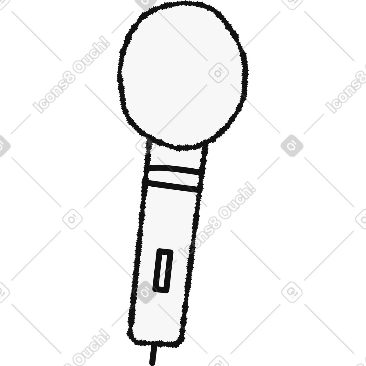 下载 Bold People 风格的 Microphone handheld device with round head and simple on switch 插画，支持 PNG、SVG 格式