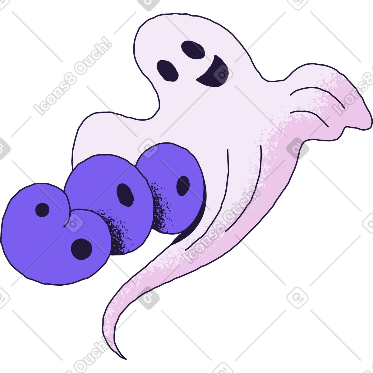 Boo mit goast-Illustration im Conifer-Stil als Download in PNG, SVG