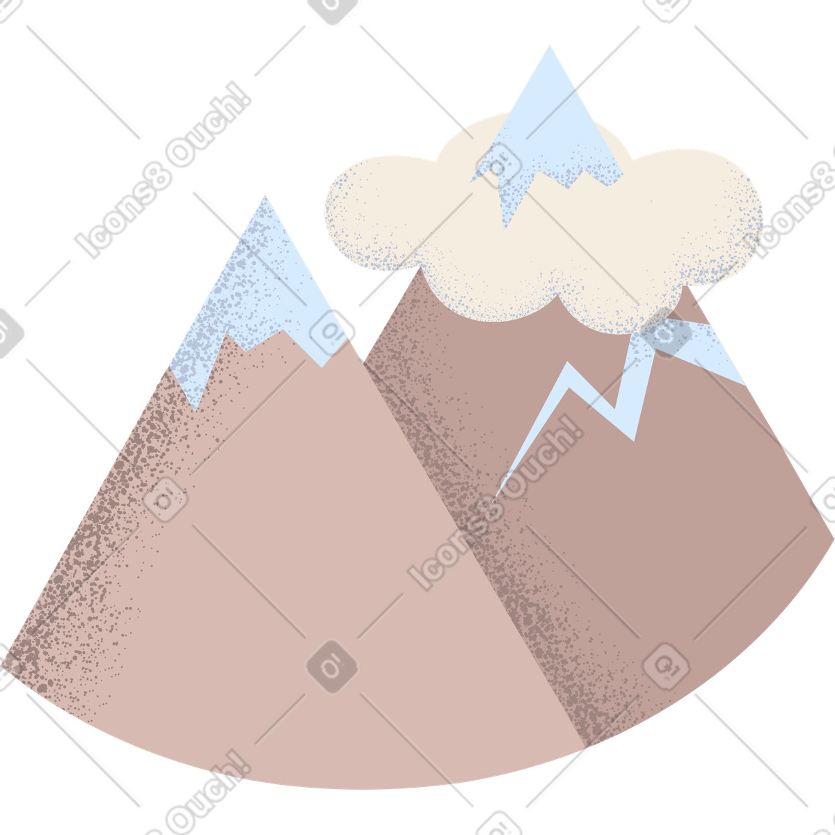 Berge mit wolken-Illustration im Pale-Stil als Download in PNG, SVG