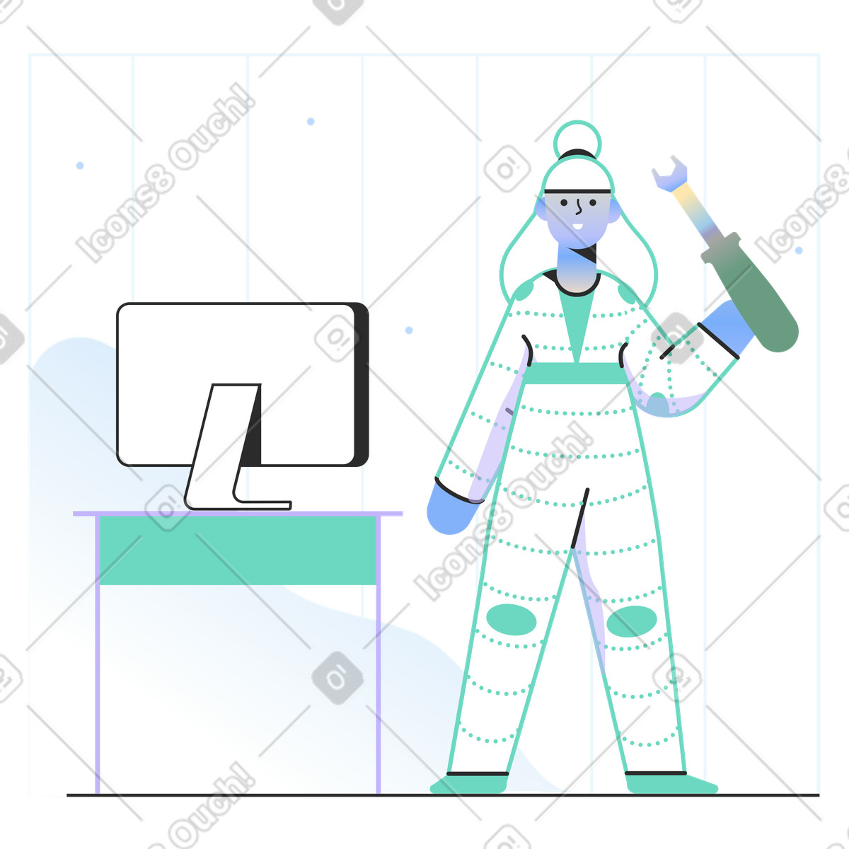 Technical support illustration in PNG, SVG