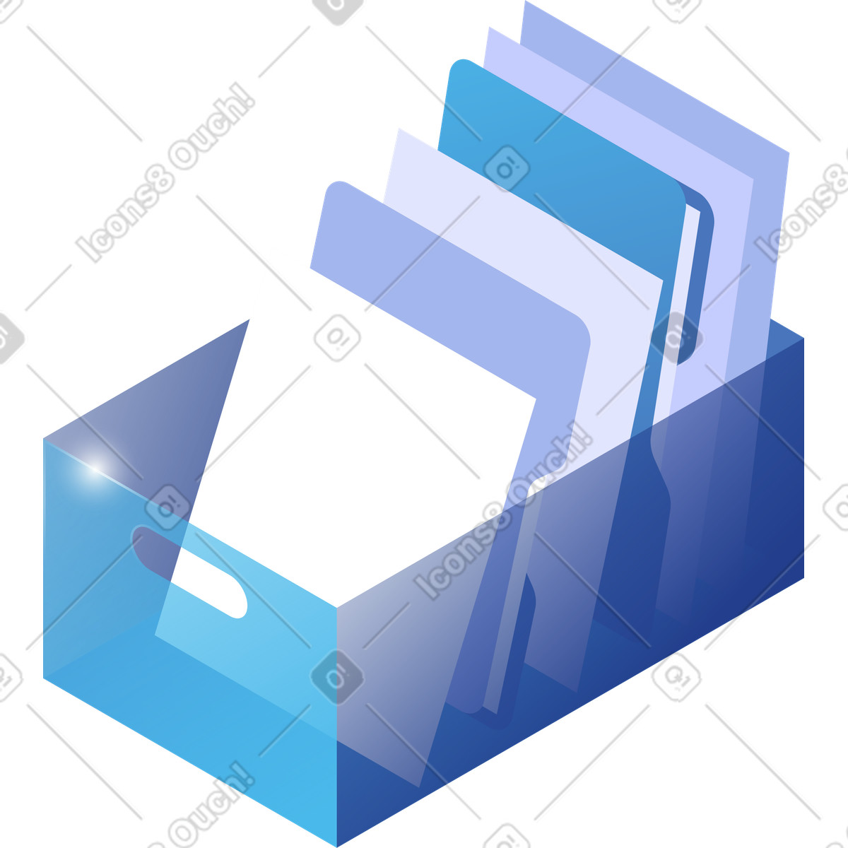 Ilustração de Documents organized in storage box symbolizing efficient office paper management em no estilo Quantum para baixar em PNG, SVG