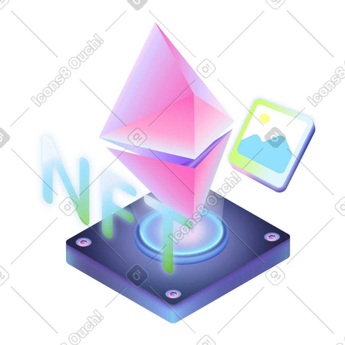 Digital assets, Ethereum, NFT illustration in PNG, SVG
