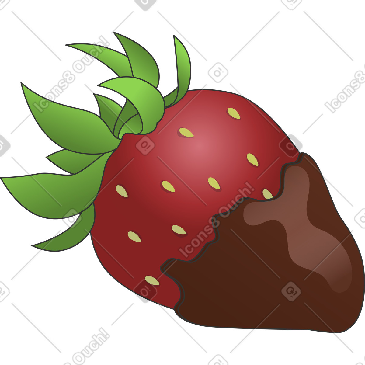 Ilustración Fresa en chocolate estilo Kit a descargar PNG y SVG
