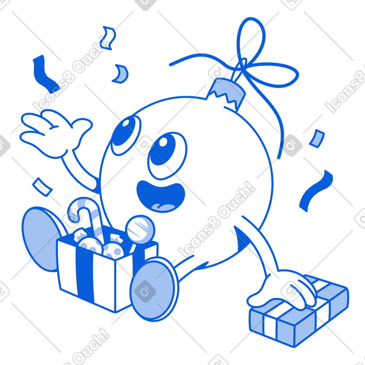 下载 Handy Line 风格的 Holiday celebration or seasonal surprise, Festive party winter joy 插画，支持 PNG、SVG 格式