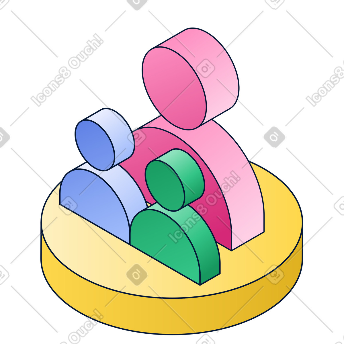 Group of abstract users, community and support, team collaboration social networking illustration in Neat style download in PNG, SVG