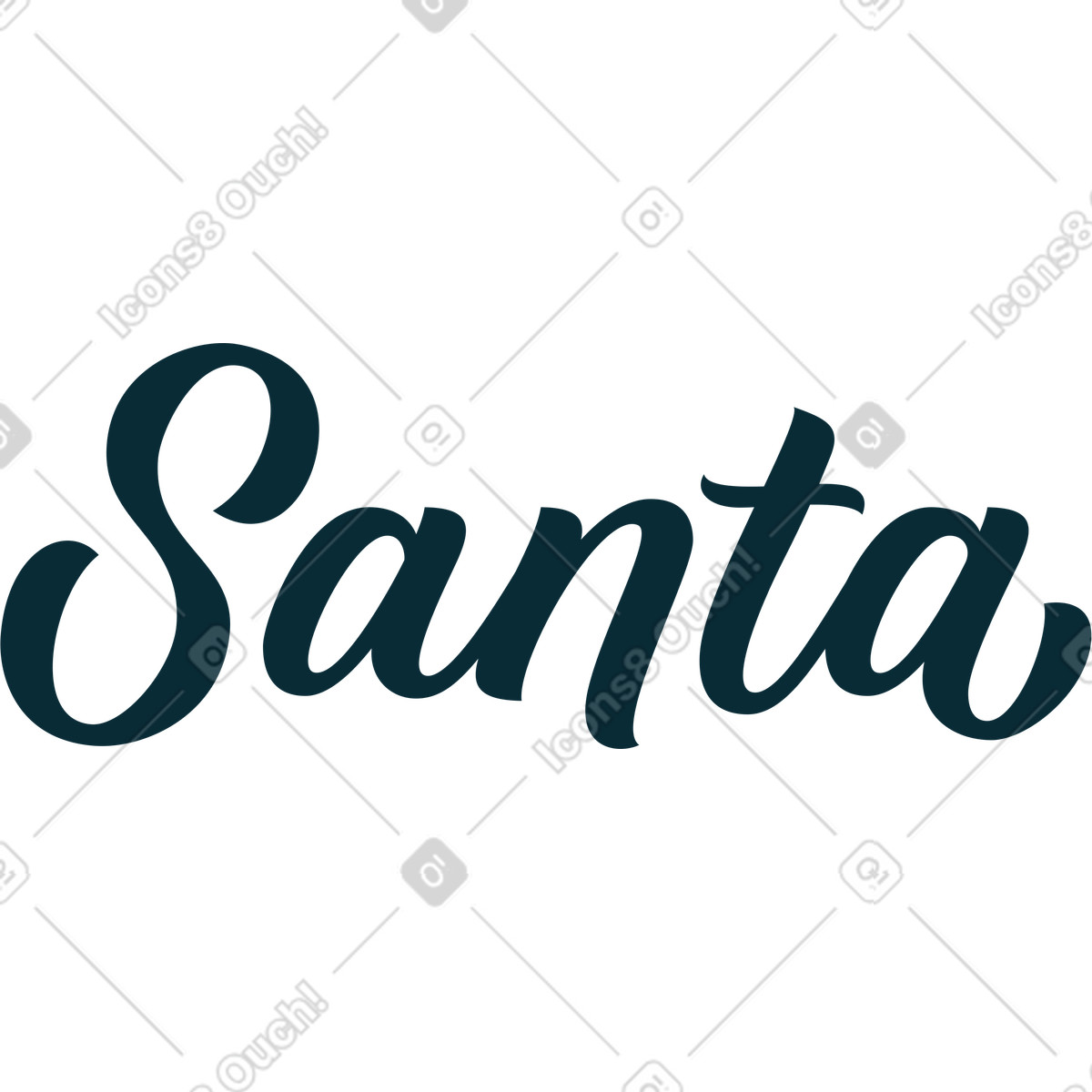 Schriftzug santa kalligraphisch-Illustration im Camp-Stil als Download in PNG, SVG