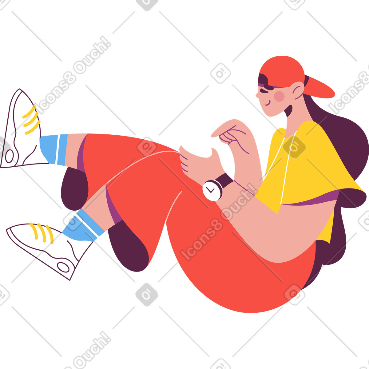 Confident girl character illustration clipart in bold vector silhouette style