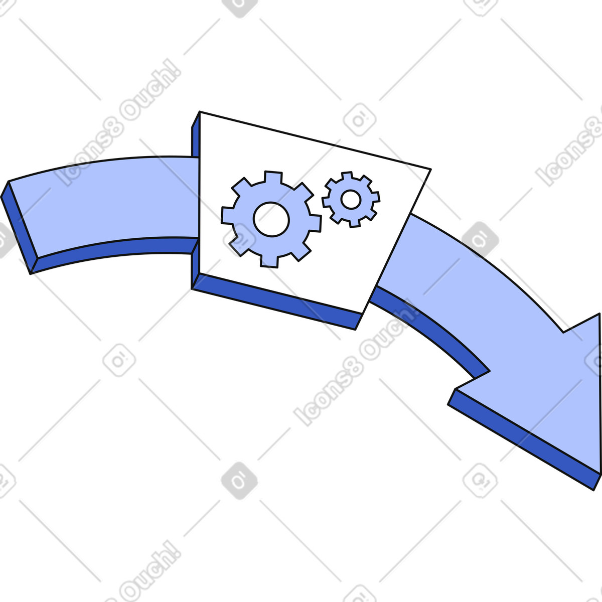 Arrow with gears illustration in PNG, SVG