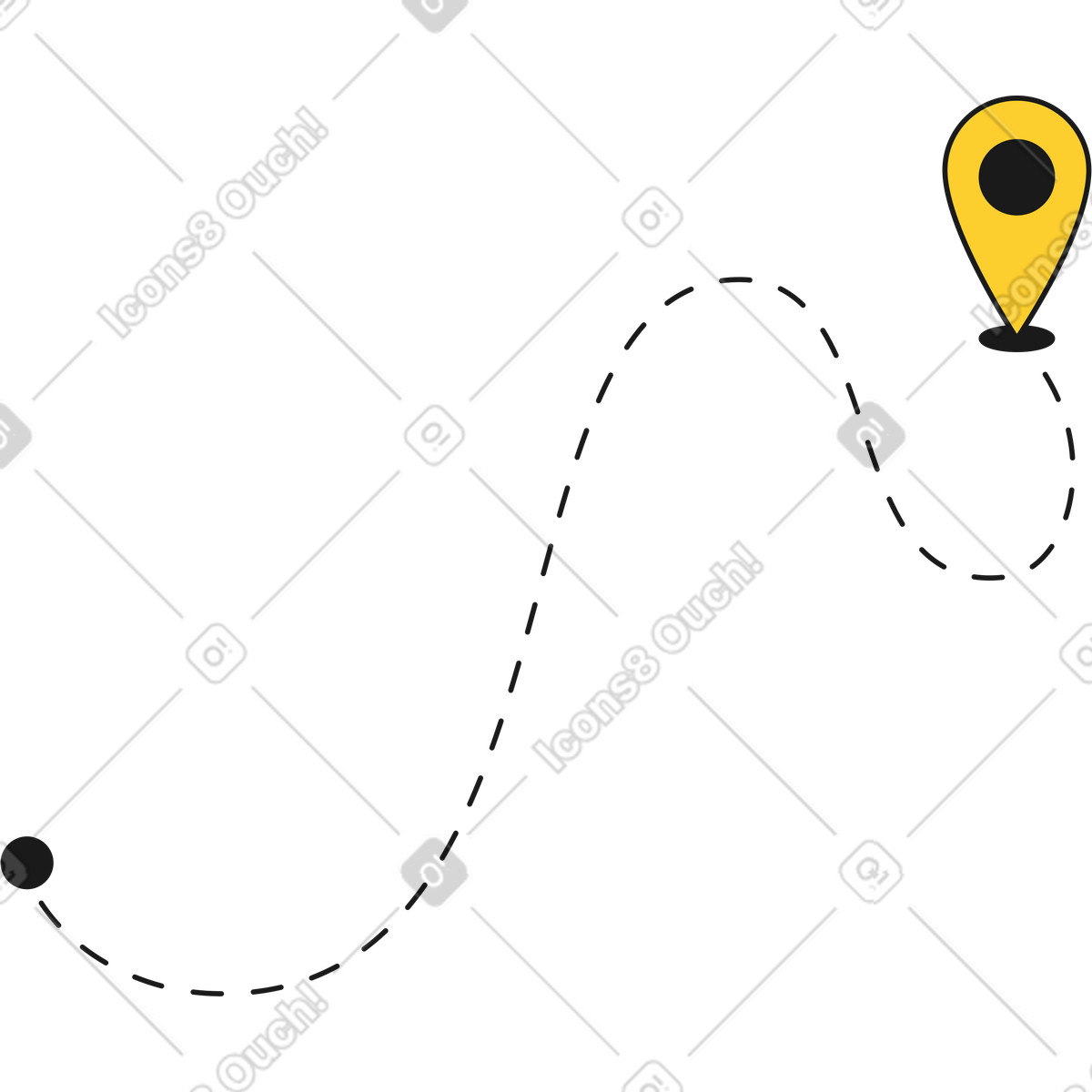 Ilustración Marcador con línea punteada en estilo Taxi a descargar en PNG y SVG