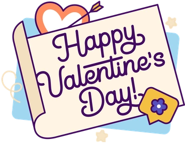 A decorative card with Valentine's Day greeting - Simplistic style illustration