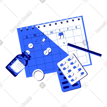 Calendrier avec calendrier de prise de médicaments et pilules PNG, SVG