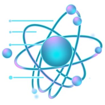 A dynamic illustration of electrons depicted as glowing orbs, each with a distinct color representing different energy levels. The electrons are in the process of "jumping," with trails of light illustrating their pathways between various atomic energy levels. The energy levels are represented by horizontal lines, showing distinct bands at varying heights, with some electrons moving upward and others moving downward. The background features an abstract representation of an atomic structure, with a nucleus and surrounding orbitals enhancing the futuristic feel of the scene.