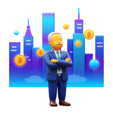 A person representing "Satoshi Nakamoto" standing confidently, gazing into the distance. The background features a skyline filled with vibrant digital currency symbols like "Bitcoin," "Ethereum," and other cryptocurrencies. The colors are bright and futuristic, with glowing elements that signify the world of digital finance. The figure has a thoughtful expression, suggesting innovation and foresight. The scene captures the essence of a transformative future in finance and technology.