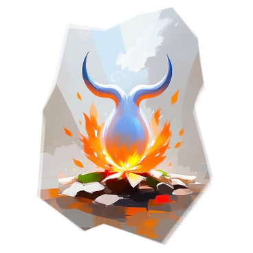 A vulva illustration combining elements of fire, water, earth, and air