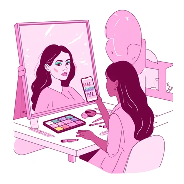 A makeup influencer sharing the latest trends in face makeup on social media.