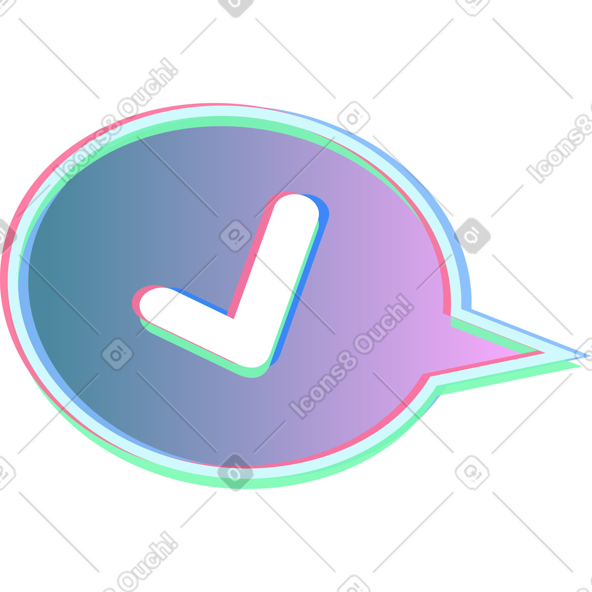 Neon スタイルの チェックマーク付きのバブル のイラストをPNG、SVG形式でダウンロード