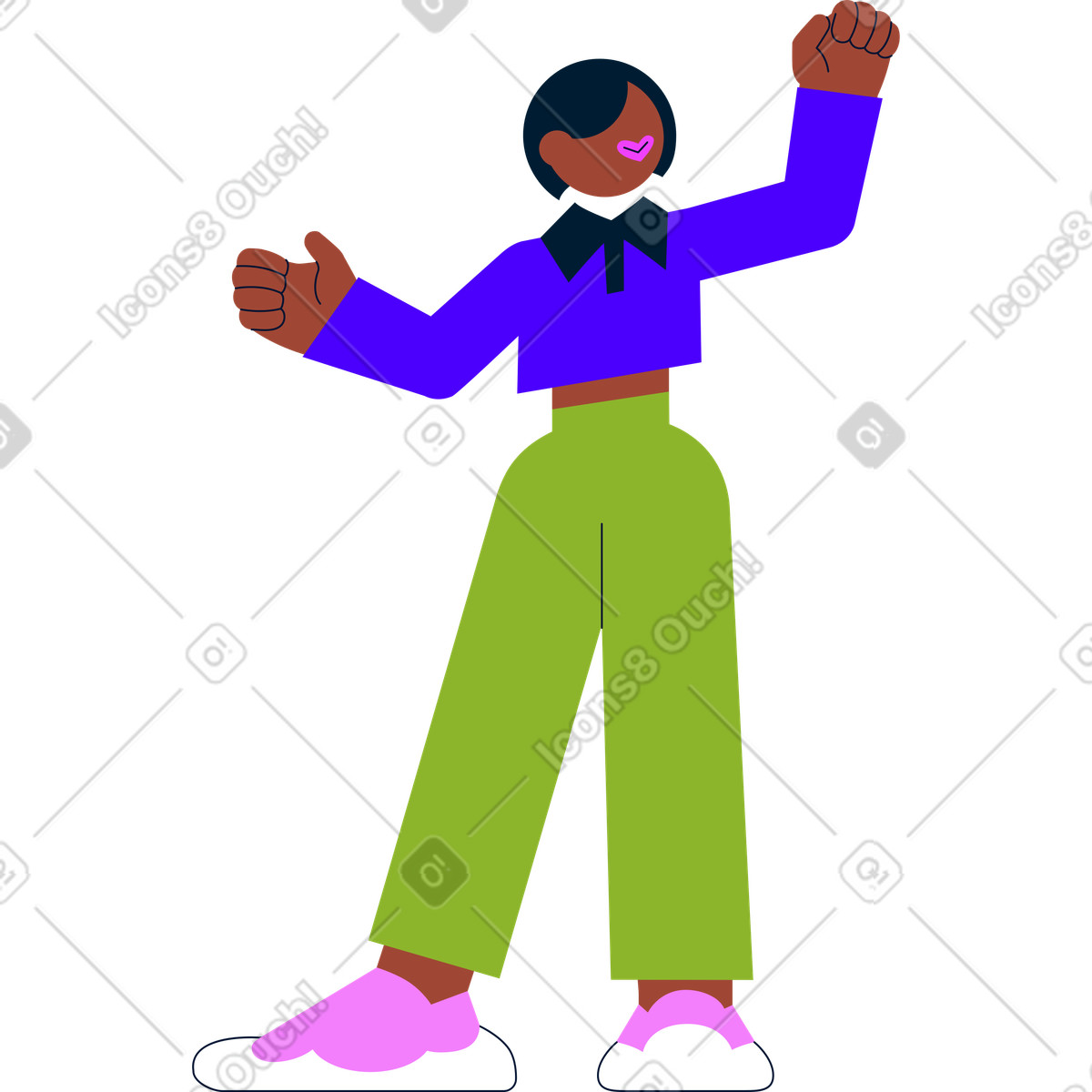 Frau hebt ihre hand-Illustration im Cubes-Stil als Download in PNG, SVG