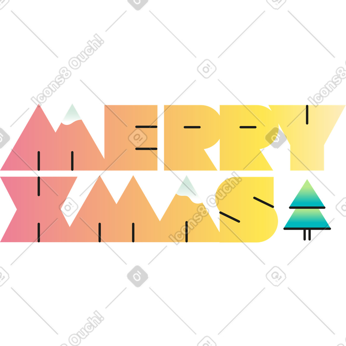 Ilustración Merry xmas christmas en estilo Marginalia a descargar en PNG y SVG