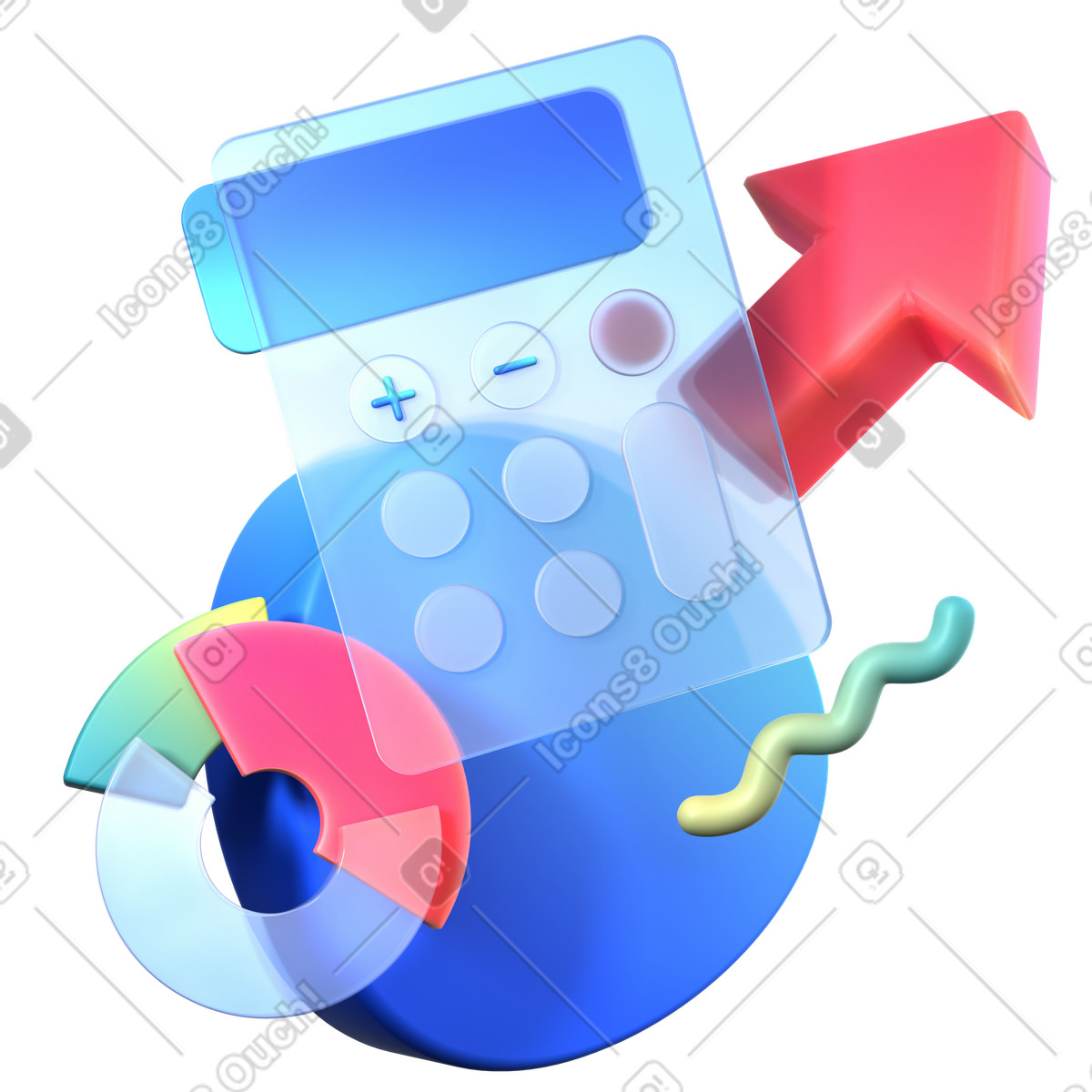3D morphis finance grow illustration in Experimental style download in PNG, SVG