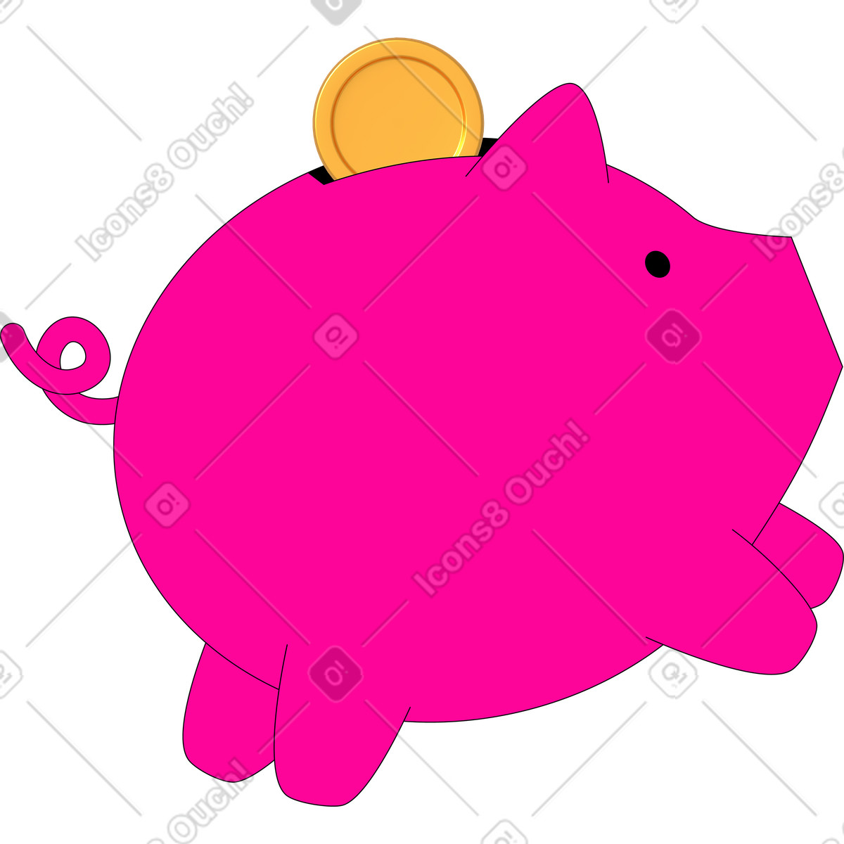 下载 Pop 风格的 有硬币的存钱罐 插画，支持 PNG、SVG 格式