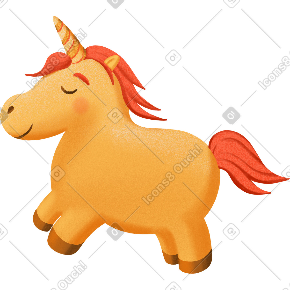 Ilustración Yellow unicorn with a red mane en estilo Gleam descargar en PNG y SVG