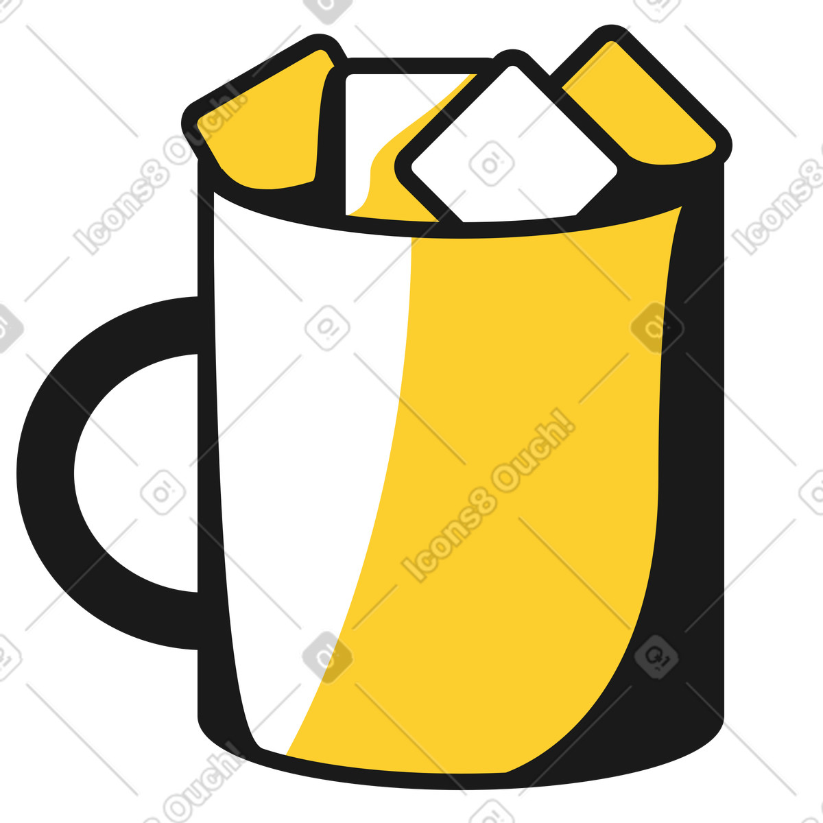 Ilustração de Chocolate quente com marshmallows em no estilo Taxi para baixar em PNG, SVG