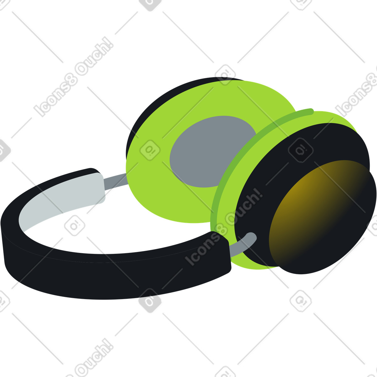 Ilustração de Fones ouvido pretos e verdes em no estilo Fizzy para baixar em PNG, SVG