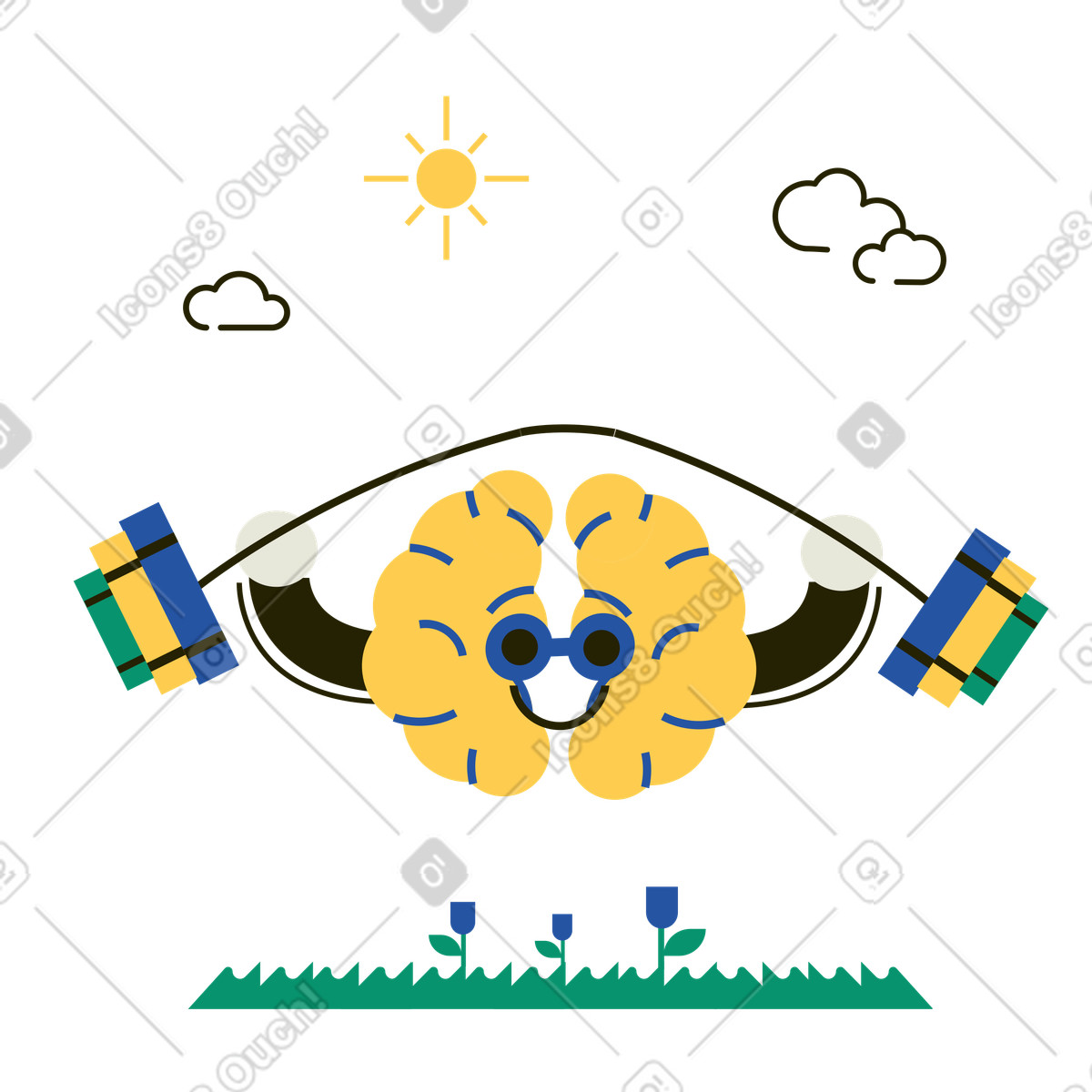 Иллюстрация Книга brain pumping в стиле Spot — скачать в форматах PNG, SVG