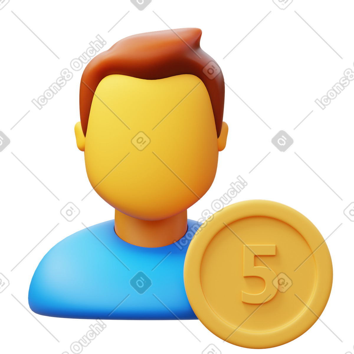 Salary male illustrazione in stile 3D Fluency scarica in PNG, SVG